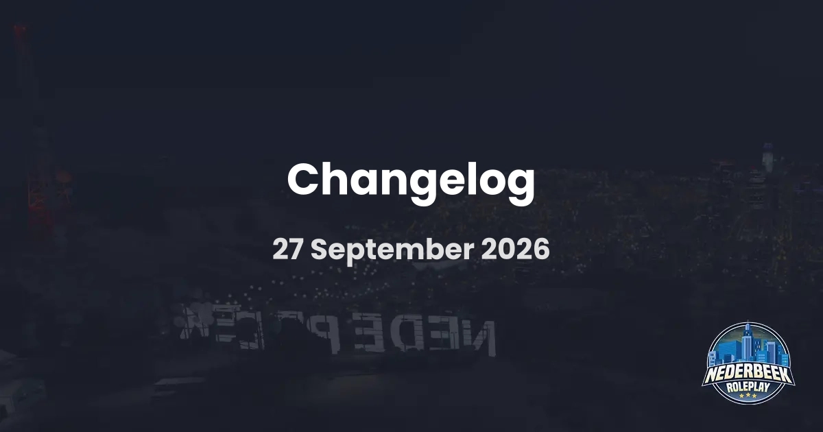 Changelog - 27 September 2026